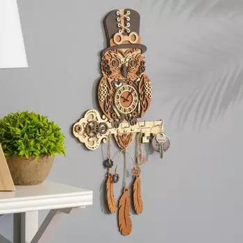 Ключница "Сова. Стимпанк", 22х43 см, цвет дуб