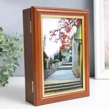 Ключница "Улочки Праги" орех 15х21 см