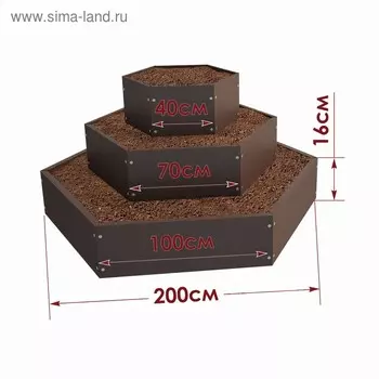 Клумба, 3 яруса, d = 40–70–100 см, коричневая