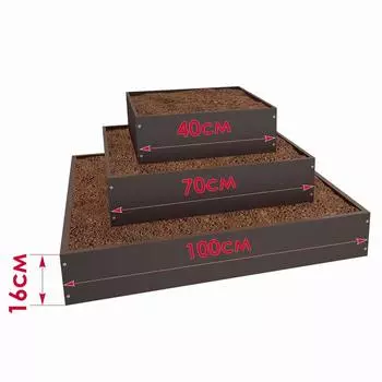 Клумба квадратная, 3 яруса, 40–70–100 см, коричневая