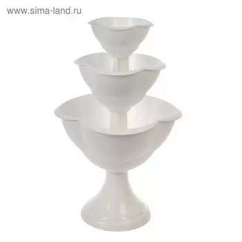 Клумба пластиковая, 3 яруса, d=27–40–55 см, высота бортика 90 см, белая, «Водопад»