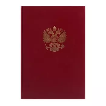 Книга учета, 96 листов, обложка бумвинил, блок ОФСЕТ, клетка, цвет бордовый, ГЕРБ (тиснение золотой фольгой)