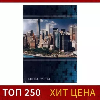 Книга учета А4, 96 листов в клетку "Мегаполис", твёрдая обложка, блок офсет