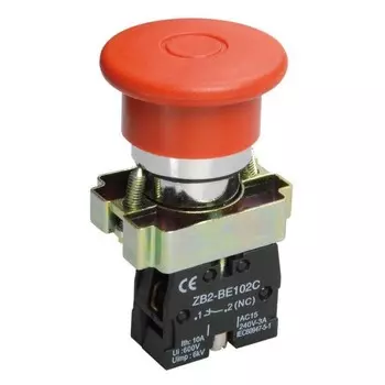 Кнопка IEK, LAY5-BT42 "Грибок", аварийная, с фиксатором, цвет красный, BBG80-BT-K04