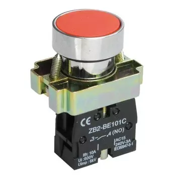 Кнопка IEK, LAY-BA41 без подсветки, цвет красный, 1з, BBT60-BA-K04