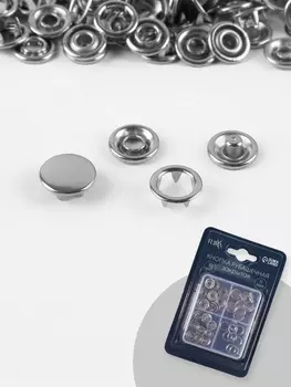 Кнопки рубашечные TEIRA, закрытые, d=11 мм, 10 шт., в пластиковом боксе, цвет серебряный