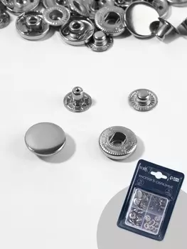 Кнопки установочные TEIRA, Альфа (S-образные), d=15 мм, 10 шт., в пластиковом боксе, цвет серебряный