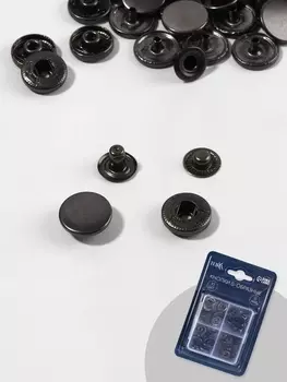 Кнопки установочные TEIRA, Альфа (S-образные), d=15 мм, 10 шт., в пластиковом боксе, цвет чёрный никель