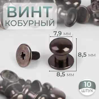 Кобурный винт d = 7,9/8,5 8,5 мм, 10 шт, цвет чёрный никель