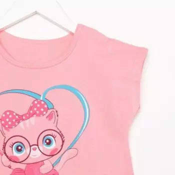 Коcтюм для девочки (туника, шорты), цвет розовый, рост 86 см