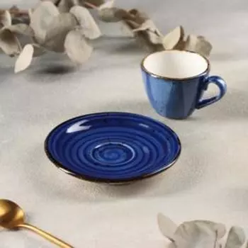 Кофейная пара Enigma, чашка 75 мл, блюдце d=12 см, цвет синий