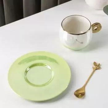 Кофейная пара с ложкой «Перламутр», чашка 240 мл, блюдце d=15 см