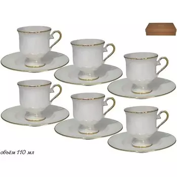 Кофейный набор Lenardi, фарфор, 110 мл, 12 предметов