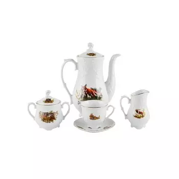Кофейный сервиз Cmielow Рококо «Охота», фарфор, 15 предметов