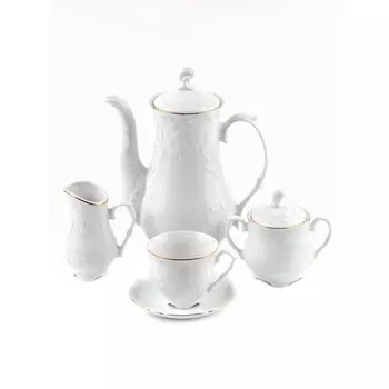 Кофейный сервиз Cmielow Рококо «Золотая отводка», фарфор, 15 предметов