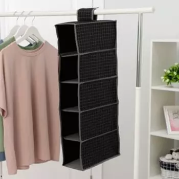 Органайзер подвесной Доляна «Кло», 5 отделений, 301570 см, чёрный