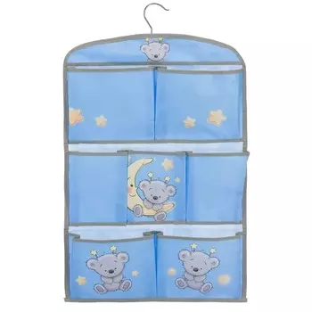 Кофр подвесной «Мишка», 7 карманов, 60х40 см, голубой