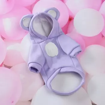 Кофта с капюшоном "Медвеженок", флис, размер L (ДС 30, ОШ 28, ОГ 43 см),, фиолетовая