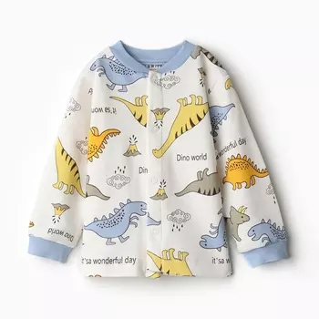 Кофточка детская, цвет белый/дино, рост 62 см