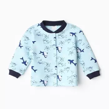 Кофточка детская, цвет голубой/акулы, рост 56 см