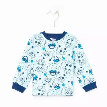 Кофточка детская, цвет голубой/машинки, рост 68 см