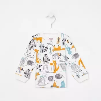 Кофточка детская, цвет молочный/животные, рост 68 см
