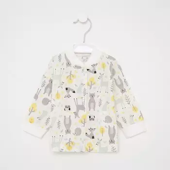 Кофточка детская цвет молочный/звери, рост 68