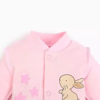 Кофточка детская, цвет розовый, зайка, рост 56 см