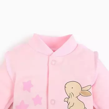 Кофточка детская, цвет розовый, зайка, рост 68 см