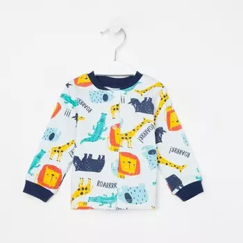 Кофточка детская, цвет светло-голубой/животные, рост 68 см