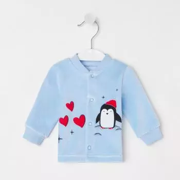 Кофточка детская «Пингвинята», цвет голубой, рост 74 см