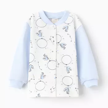 Кофточка детская с длинным рукавом, цвет голубой/зайцы, рост 62