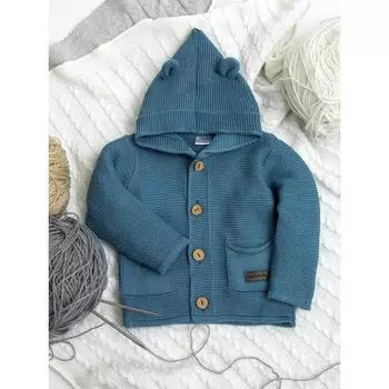 Кофточка детская с капюшоном, рост 74 см, цвет синий