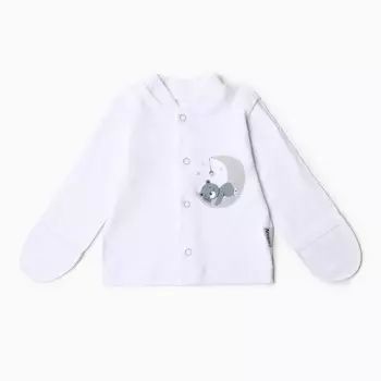 Кофточка с закрытыми ручками, цвет белый/мишки, рост 62 см