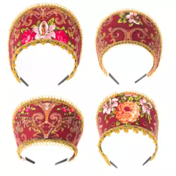 Кокошник «Вдохновение» на бордовом, МИКС