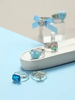 Кольца детские Выбражулька «Зимняя принцесса», набор 6 шт. форма МИКС, розовый