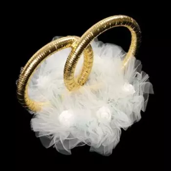 Кольца с фатином и латексным цветком , айвори