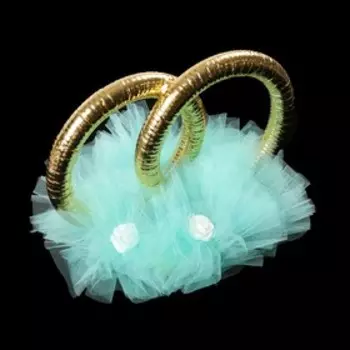 Кольца с фатином и латексным цветком , мята