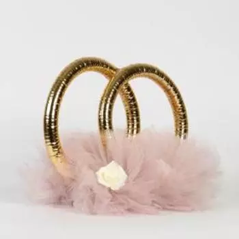 Кольца с фатином и латексным цветком, пудра