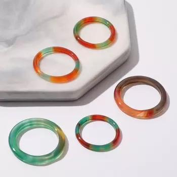 Кольцо "Агат коричнево-зелёный" 3мм, размер МИКС (фас 5шт)