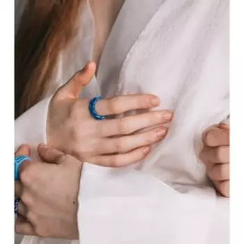 Кольцо «Цепь», синее, безразмерное