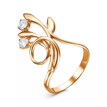 Кольцо "Букет" , розовое золочение, цвет белый, 18 размер