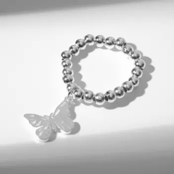 Кольцо "Цацки" бабочка, цвет серебро, безразмерное