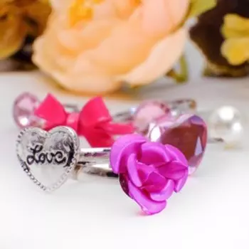 Кольцо детские «Ассорти» из роз, форма МИКС, цвет МИКС, фасовка 36 шт.