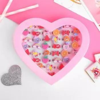 Кольцо детское "Ассорти" фруктики-мультики, форма МИКС, цветное, безразмерное