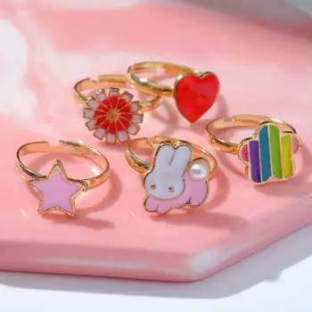 Кольцо детское Выбражулька «Лето», форма МИКС, цветное в золоте, безразмерное