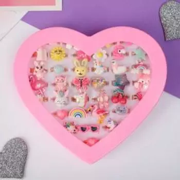 Кольцо детское "Ассорти" животный мир, форма МИКС, цветное, безразмерное