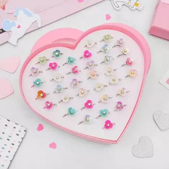 Кольцо детское Выбражулька «Орхидея», МИКС в серебре