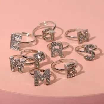 Кольцо детское «Выбражулька» английский алфавит, безразмерное, цвет белый в серебре