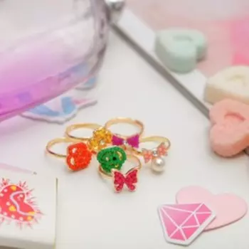 Кольцо детское "Выбражулька" ассорти бусинок, цвет МИКС, безразмерное